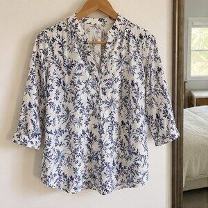 Navy Pleated Blouse